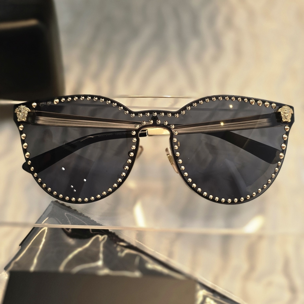 Versace 0VE2177 12524Z Womens Sunglasses Medusa gold studded
